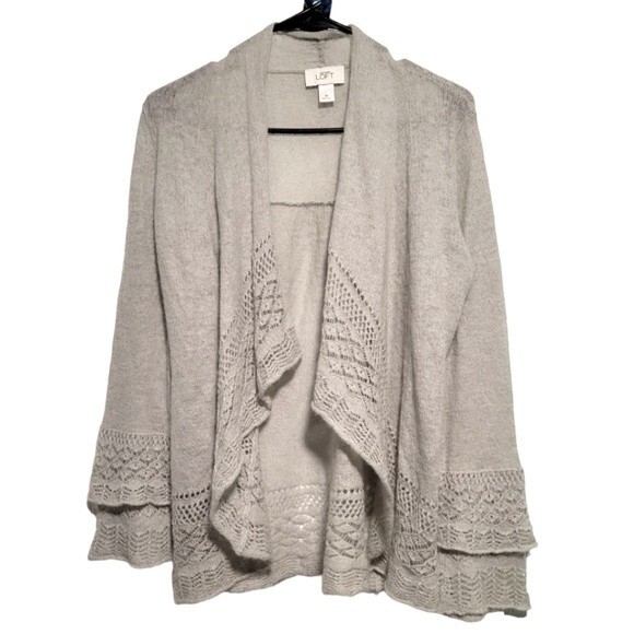 Ann Taylor Loft Gray Open Front Cardigan Mohair Wool Size Medium - Picture 1 of 6